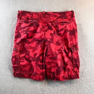 American Eagle Outfitters Red Camo Cargo Shorts Men 36 Classic Cotton 9941508350